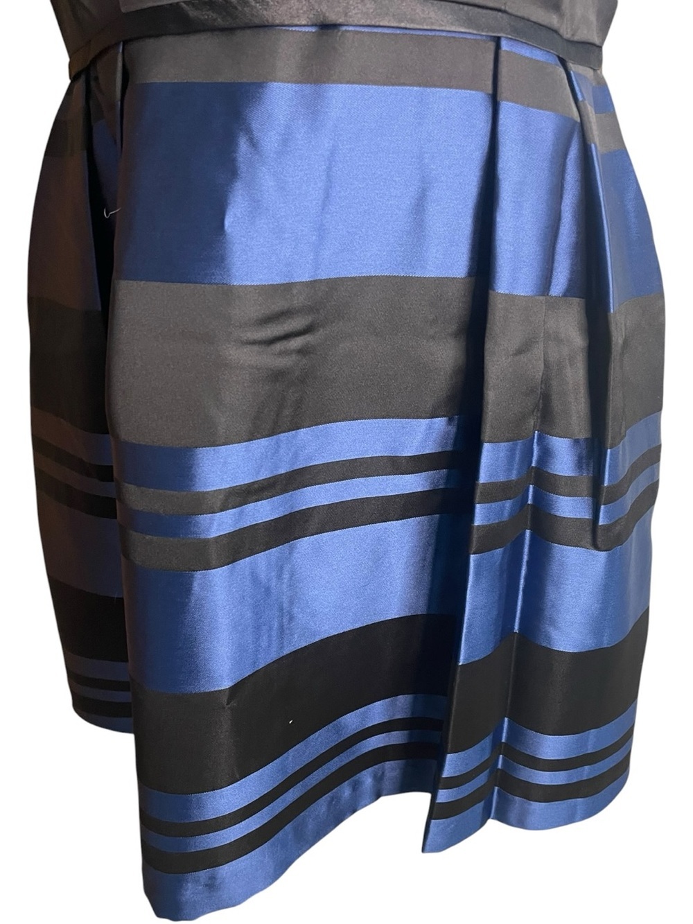 Southern Tide Fit and Flare Stripe Satin Dress Blue Black - Picture 3 of 16